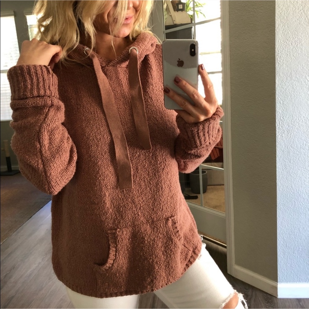 NWOT chunky mauve pullover sweater hoodie